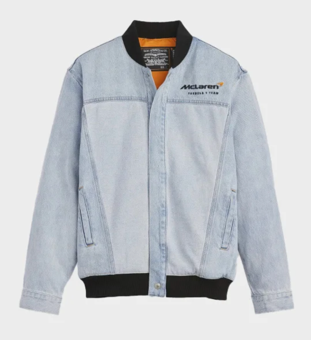 Levi's X Mclaren Racing Track Trucker Bomber Jacket Denim