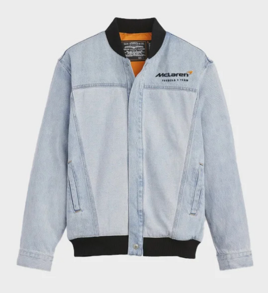 Levi's X Mclaren Racing Track Trucker Bomber Jacket Denim